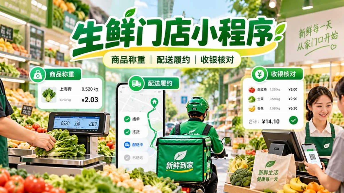 生鲜门店做小程序怎么选方案？商品称重、配送履约和现有收银如何核对