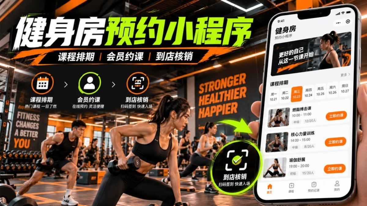 健身房预约小程序怎么做？课程排期、会员约课和到店核销如何规划