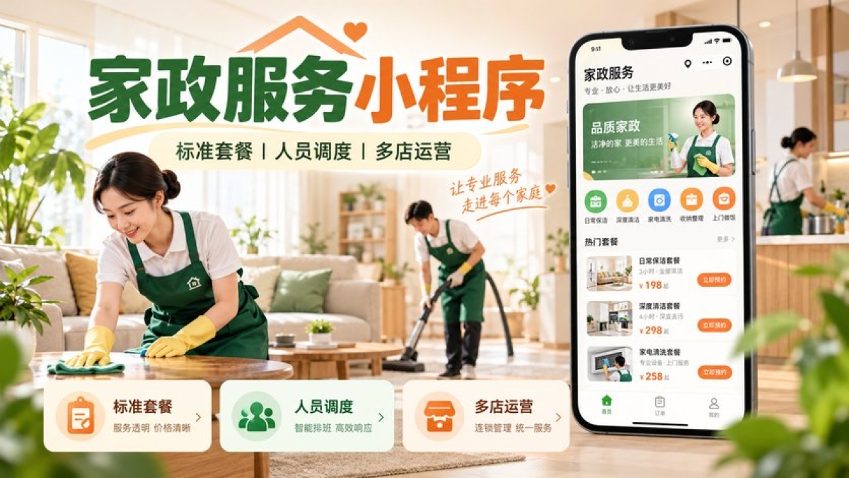 家政服务小程序预算怎么评估？标准套餐、人员调度和多店运营有哪些区别