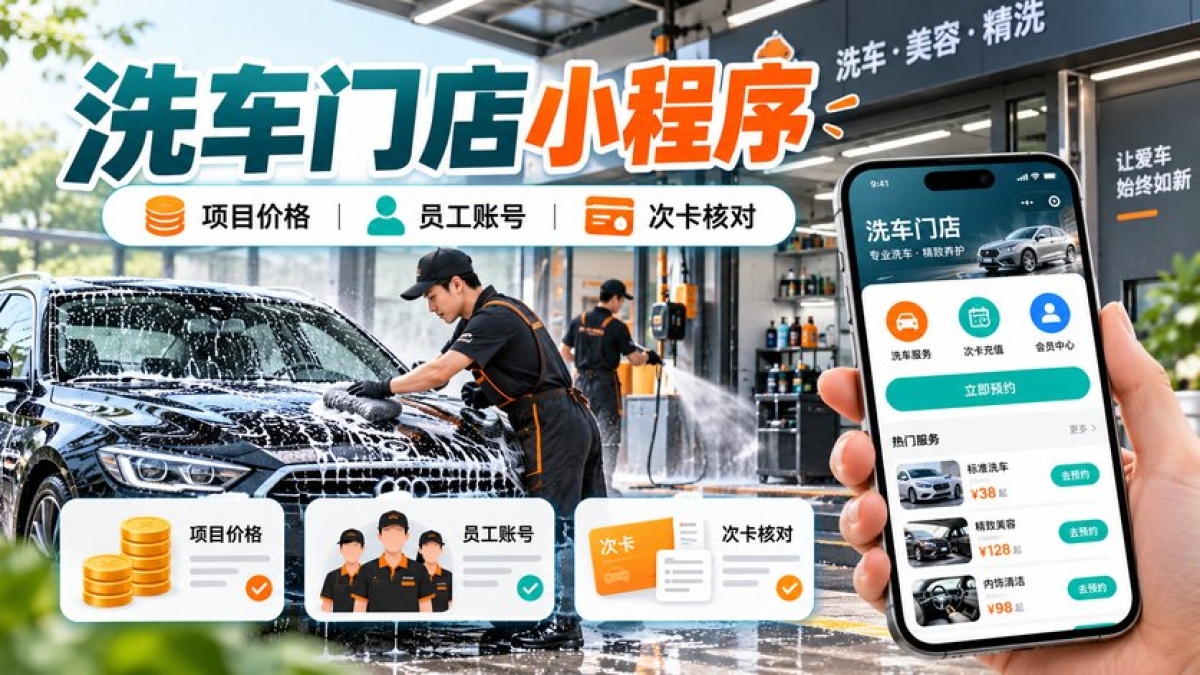 洗车门店小程序上线前要准备什么？项目价格、员工账号和次卡数据怎么核对