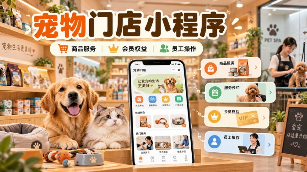 宠物门店小程序怎么选方案？商品服务、会员权益和员工操作要比较什么
