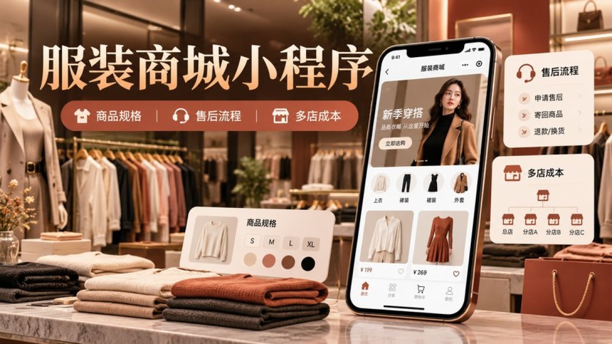 服装商城小程序开发预算怎么评估？商品规格、售后流程和多店有哪些成本差异