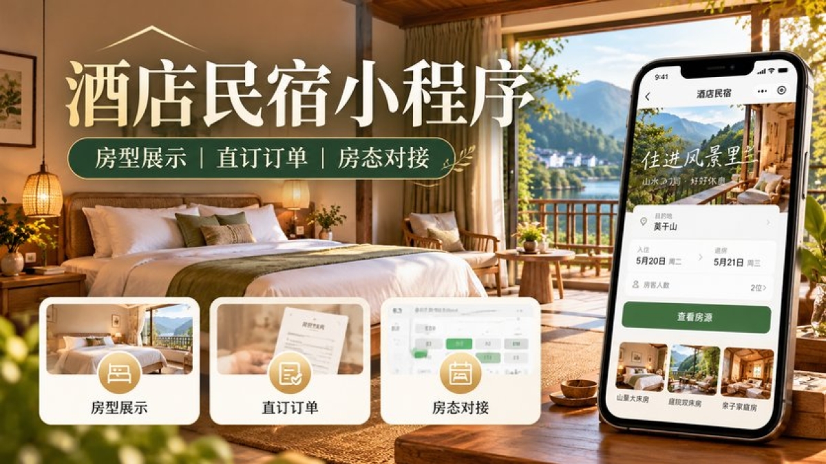 酒店民宿小程序预算怎么拆分？房型展示、直订订单和房态对接有哪些区别