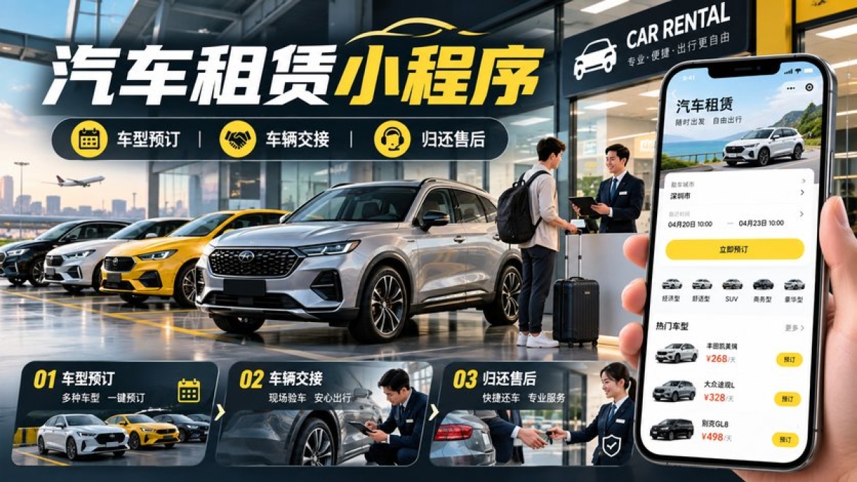 汽车租赁小程序需要哪些功能？车型预订、车辆交接和归还售后如何衔接