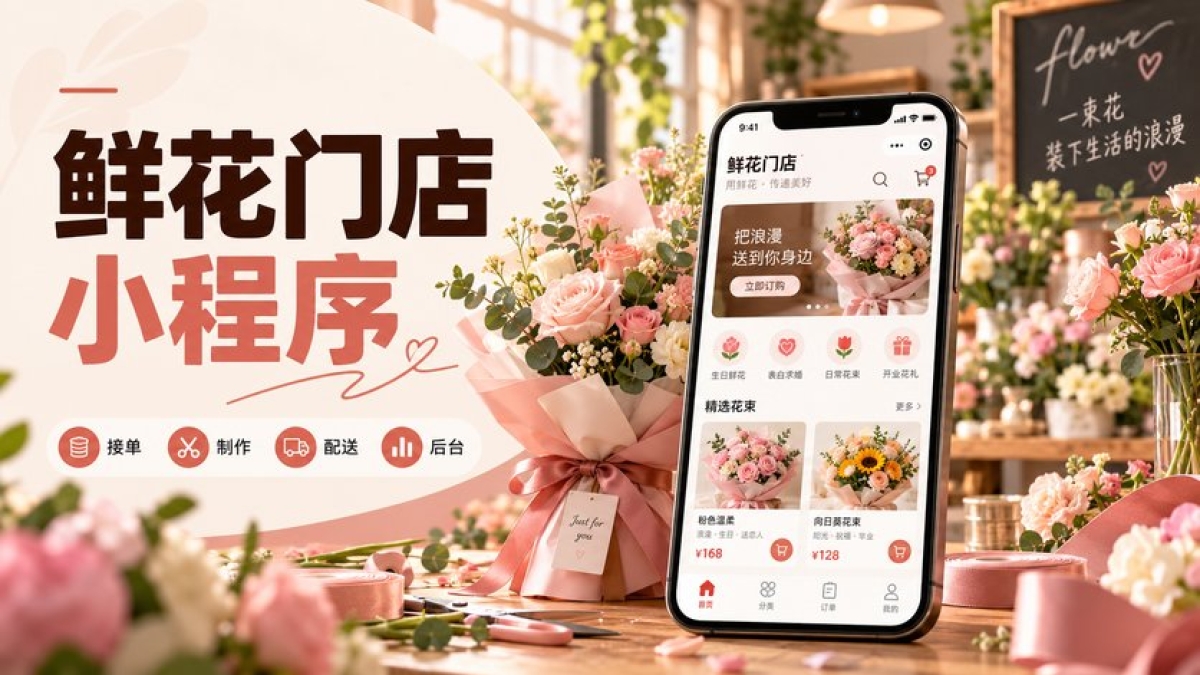 鲜花门店小程序怎么选方案？商品接单、制作配送和管理后台要比较什么