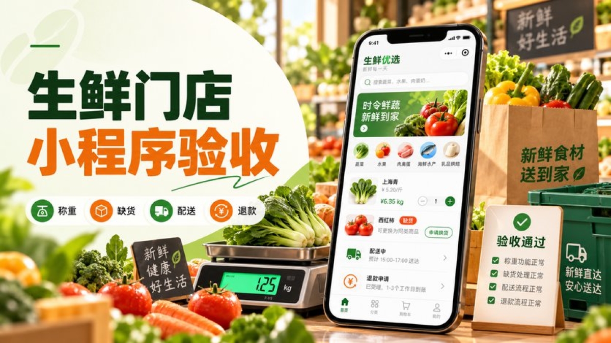 生鲜门店小程序上线前怎么验收？称重补差、缺货配送和退款要测什么