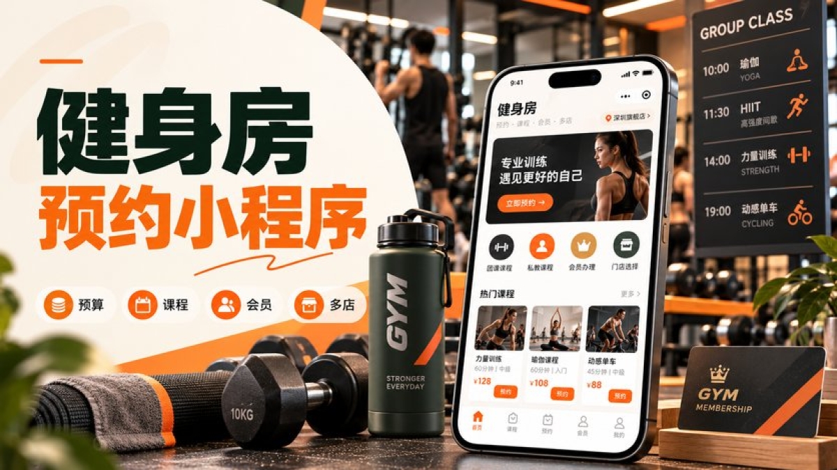 健身房预约小程序开发预算怎么评估？课程会员、多门店和现有工具有哪些差异