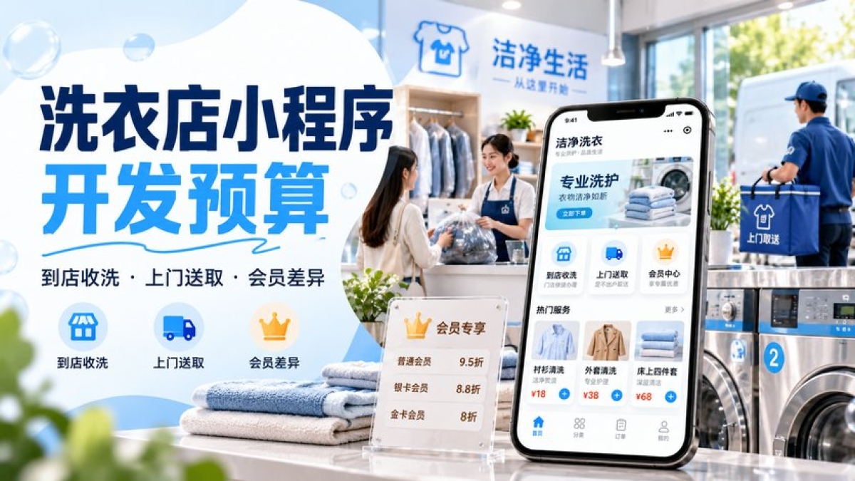 洗衣店小程序开发预算怎么评估？到店收洗、上门送取和会员有哪些差异