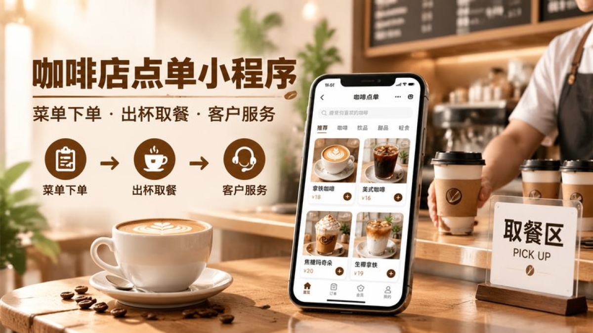 咖啡店点单小程序需要哪些功能？菜单下单、出杯取餐和客户服务怎么衔接
