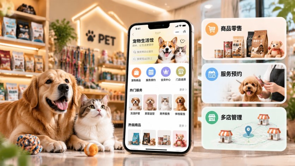 宠物门店小程序开发预算怎么评估？商品零售、服务预约和多店有哪些差异