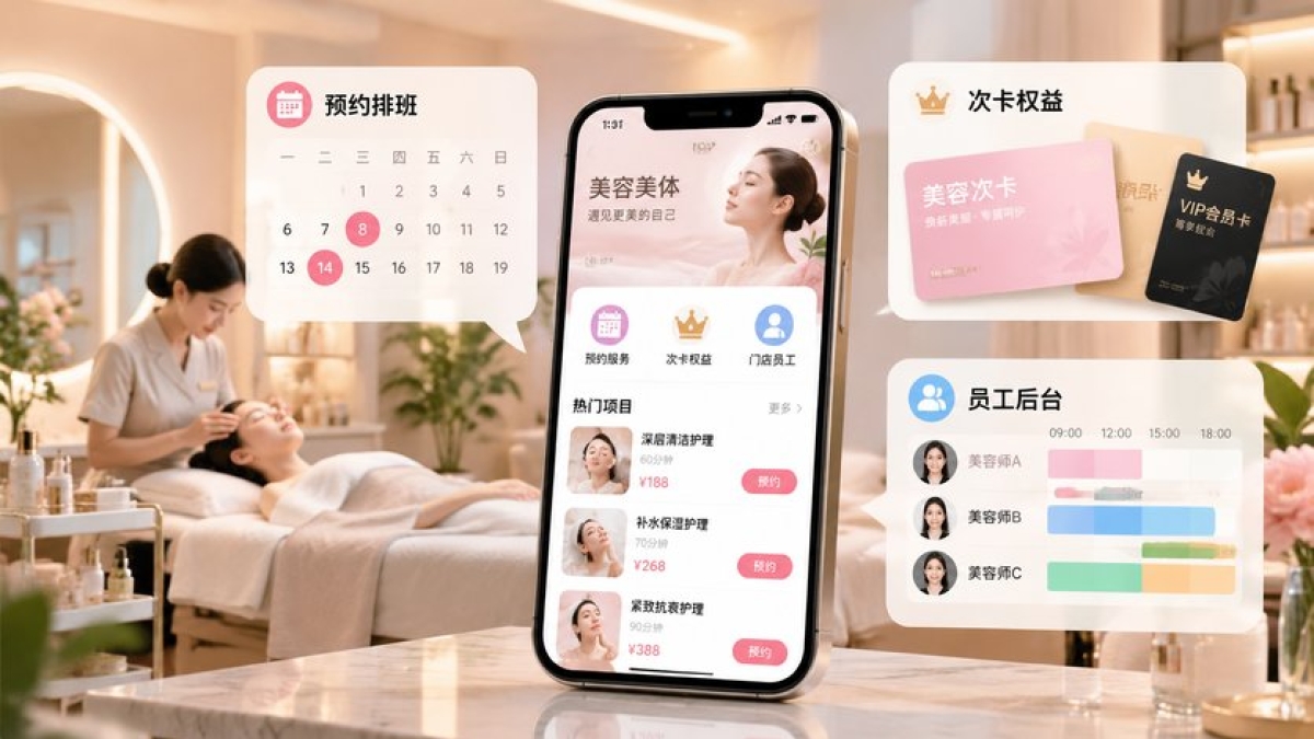 生活美容门店小程序怎么选方案？预约排班、次卡权益和员工后台要比较什么