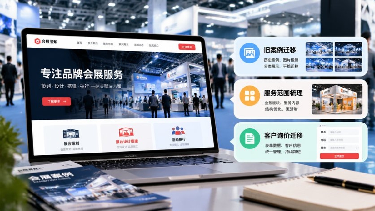 商业会展公司网站改版要注意什么？旧案例、服务范围和客户询价怎样迁移