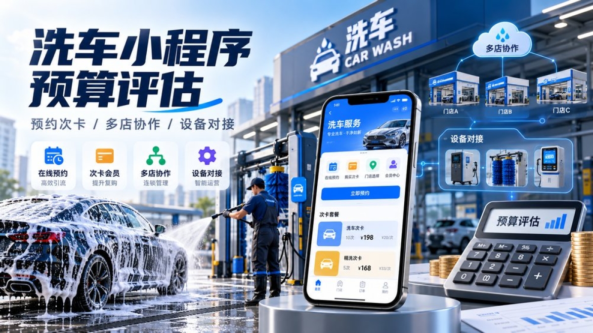 洗车门店小程序开发预算怎么评估？预约次卡、多店协作和设备对接有哪些差异