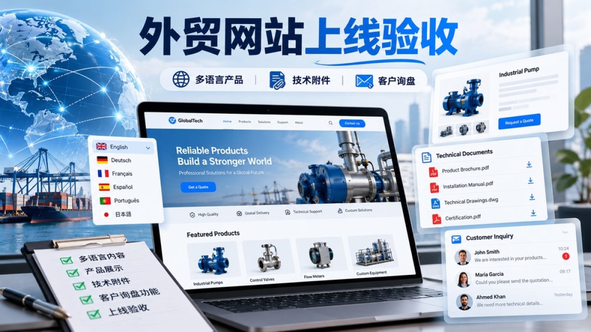 外贸企业网站上线前怎么验收？多语言产品、技术附件和客户询盘要测什么