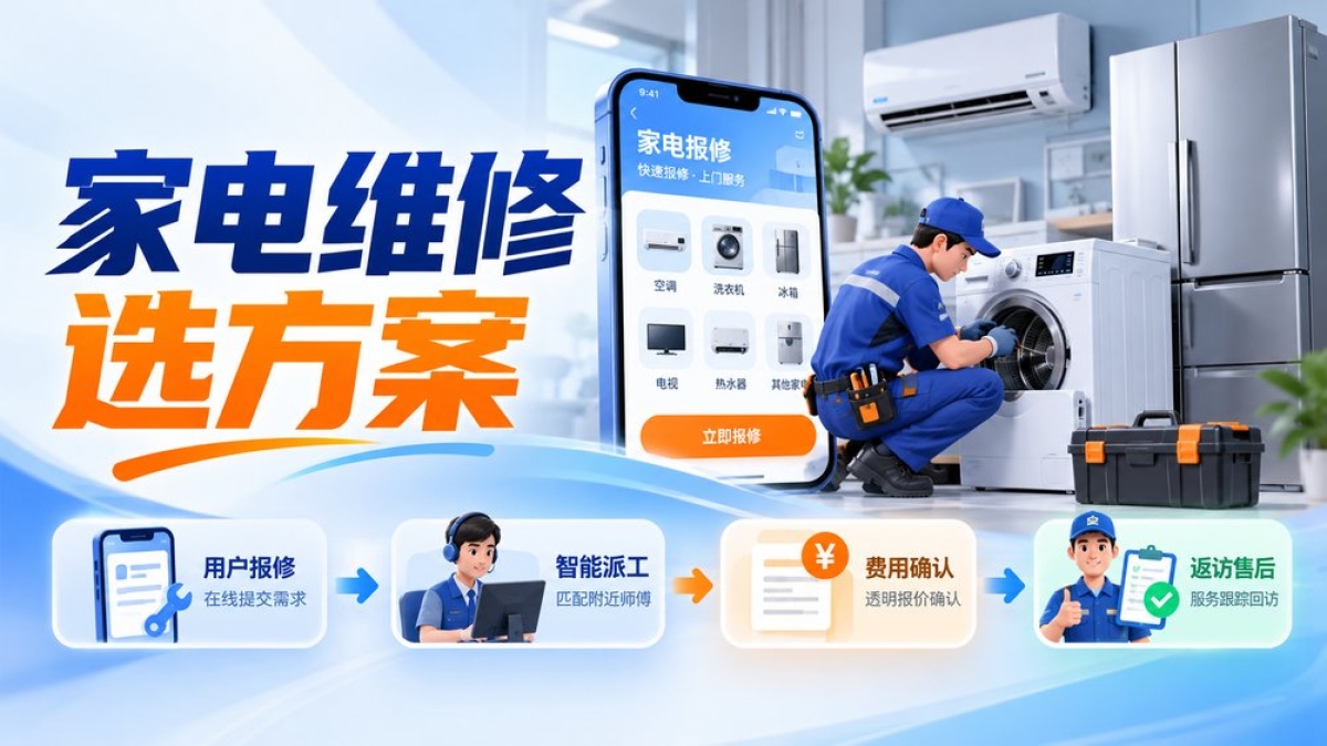 家电维修小程序怎么选方案？报修派工、费用确认和返访售后要比较什么