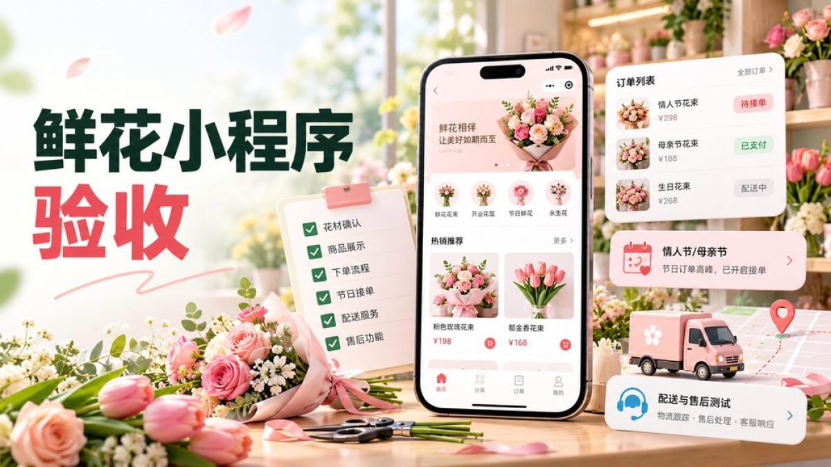 鲜花门店小程序上线前怎么验收？花材确认、节日接单和配送售后要测什么