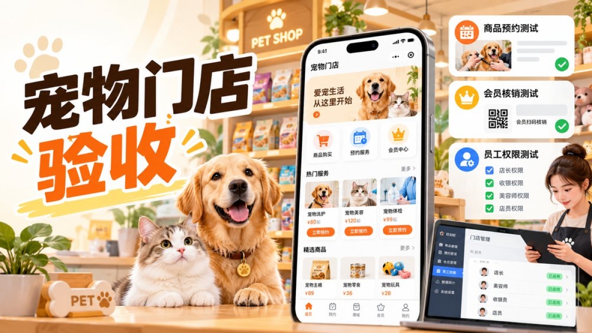 宠物门店小程序上线前怎么验收？商品预约、会员核销和员工权限要测什么