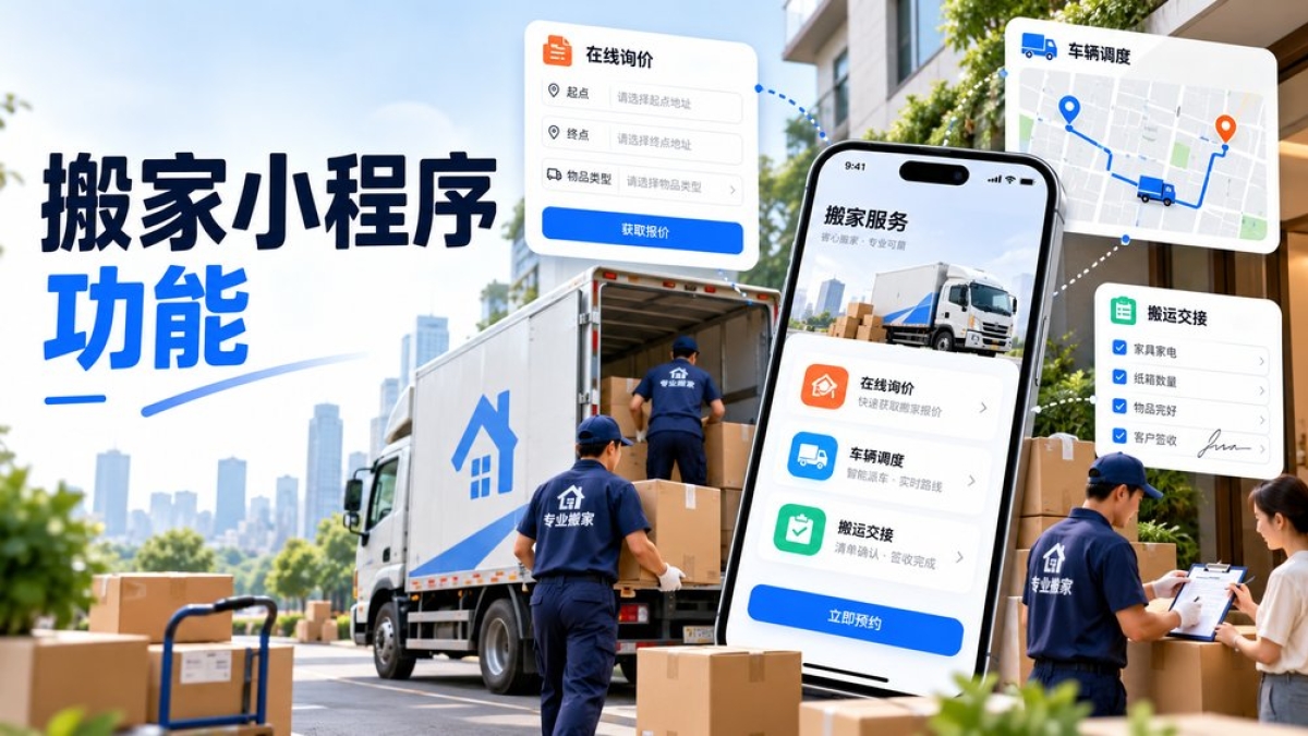 搬家公司小程序需要哪些功能？询价确认、车辆调度和搬运交接怎么衔接